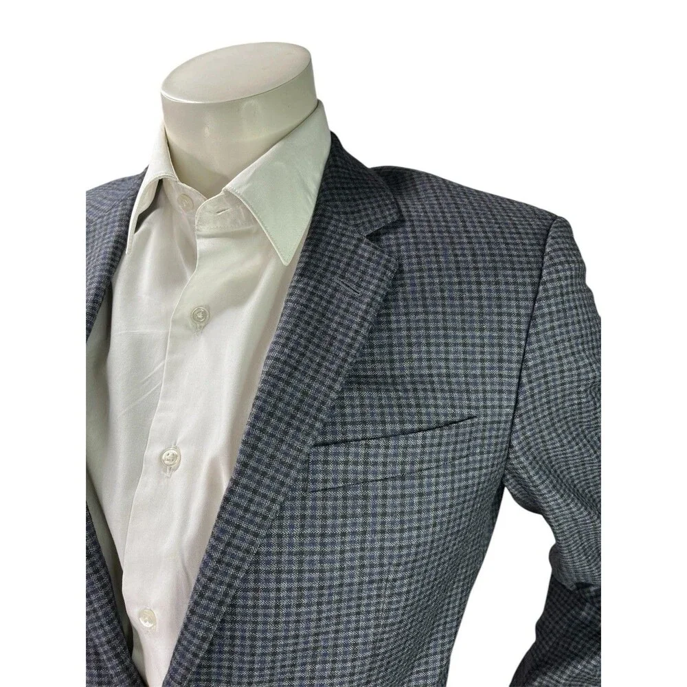 Hugo Boss Hutch3 Men 38R Blazer Wool Check Suit Jacket Coat